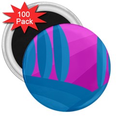 Pink And Blue Landscape 3  Magnets (100 Pack)