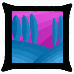 Pink And Blue Landscape Throw Pillow Case (black)