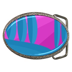 Pink And Blue Landscape Belt Buckles