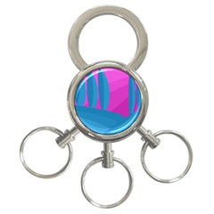 Pink And Blue Landscape 3-ring Key Chains