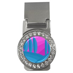 Pink And Blue Landscape Money Clips (cz)  by Valentinaart