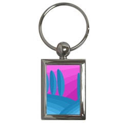 Pink And Blue Landscape Key Chains (rectangle)  by Valentinaart