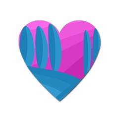 Pink And Blue Landscape Heart Magnet by Valentinaart