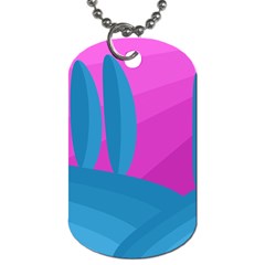 Pink And Blue Landscape Dog Tag (one Side) by Valentinaart