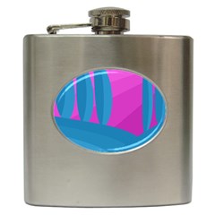 Pink And Blue Landscape Hip Flask (6 Oz) by Valentinaart