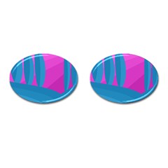 Pink And Blue Landscape Cufflinks (oval) by Valentinaart