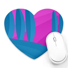 Pink And Blue Landscape Heart Mousepads