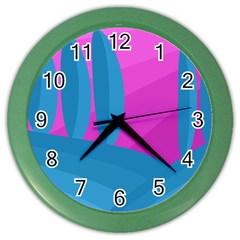 Pink And Blue Landscape Color Wall Clocks