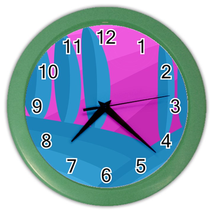 Pink and blue landscape Color Wall Clocks