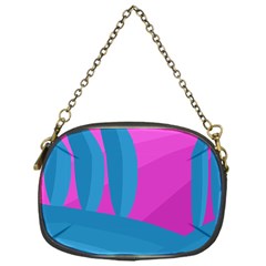 Pink And Blue Landscape Chain Purses (one Side) 