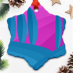 Pink And Blue Landscape Snowflake Ornament (2-side)