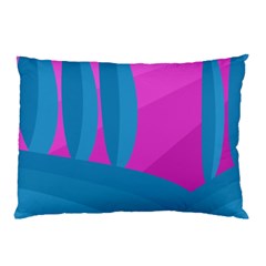 Pink And Blue Landscape Pillow Case (two Sides)