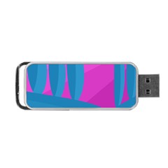 Pink And Blue Landscape Portable Usb Flash (two Sides) by Valentinaart