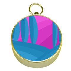 Pink And Blue Landscape Gold Compasses