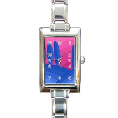 Magenta And Blue Landscape Rectangle Italian Charm Watch