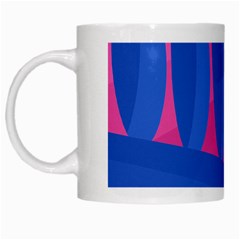 Magenta And Blue Landscape White Mugs by Valentinaart