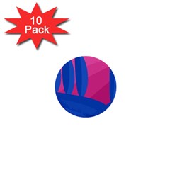 Magenta And Blue Landscape 1  Mini Buttons (10 Pack) 