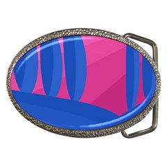 Magenta And Blue Landscape Belt Buckles by Valentinaart