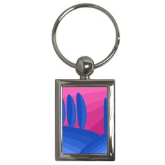 Magenta And Blue Landscape Key Chains (rectangle)  by Valentinaart