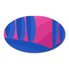 Magenta And Blue Landscape Oval Magnet