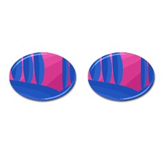 Magenta And Blue Landscape Cufflinks (oval)