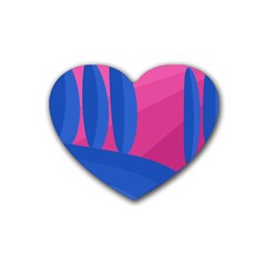 Magenta And Blue Landscape Heart Coaster (4 Pack) 