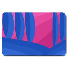 Magenta And Blue Landscape Large Doormat  by Valentinaart