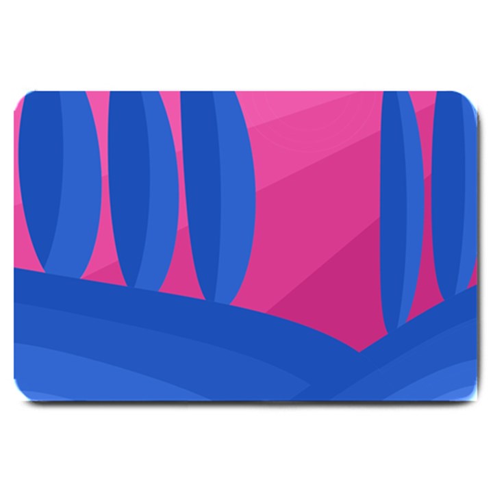 Magenta and blue landscape Large Doormat 