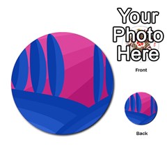 Magenta And Blue Landscape Multi-purpose Cards (round) 