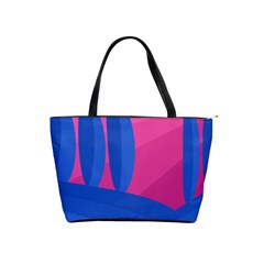 Magenta And Blue Landscape Shoulder Handbags