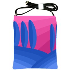 Magenta And Blue Landscape Shoulder Sling Bags