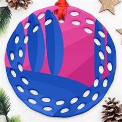 Magenta And Blue Landscape Ornament (round Filigree) 