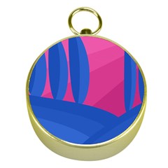 Magenta And Blue Landscape Gold Compasses