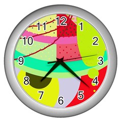 Colorful Abstraction By Moma Wall Clocks (silver) 