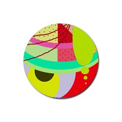 Colorful Abstraction By Moma Rubber Coaster (round) 