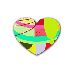 Colorful Abstraction By Moma Heart Coaster (4 Pack)  by Valentinaart