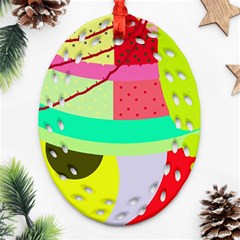 Colorful Abstraction By Moma Oval Filigree Ornament (2-side)  by Valentinaart