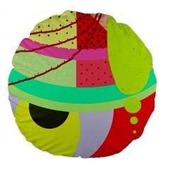 Colorful Abstraction By Moma Large 18  Premium Round Cushions