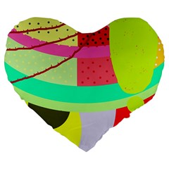 Colorful Abstraction By Moma Large 19  Premium Flano Heart Shape Cushions