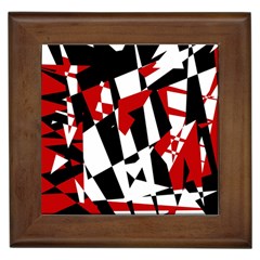 Red, Black And White Chaos Framed Tiles by Valentinaart