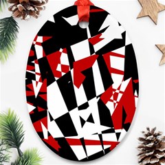 Red, Black And White Chaos Ornament (oval) 