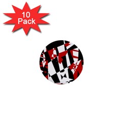 Red, Black And White Chaos 1  Mini Buttons (10 Pack)  by Valentinaart