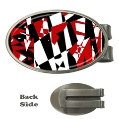 Red, Black And White Chaos Money Clips (oval) 