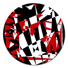 Red, Black And White Chaos Magnet 5  (round)