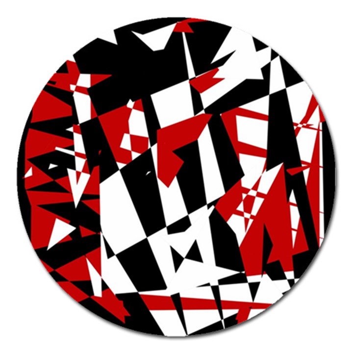 Red, black and white chaos Magnet 5  (Round)