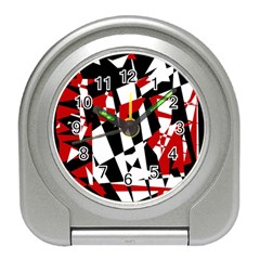 Red, Black And White Chaos Travel Alarm Clocks by Valentinaart