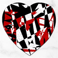 Red, Black And White Chaos Jigsaw Puzzle (heart)