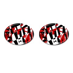 Red, Black And White Chaos Cufflinks (oval)