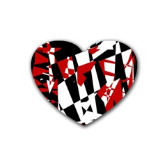 Red, Black And White Chaos Rubber Coaster (heart) 