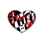 Red, black and white chaos Rubber Coaster (Heart)  Front